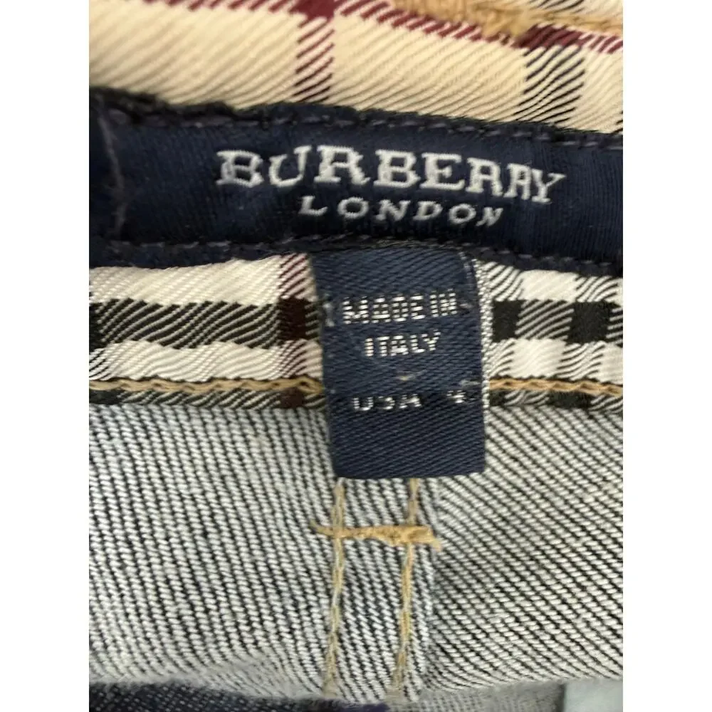 Burberry Womens London Straight Leg Mid Rise Denim Dark Blue Indigo Wash Jeans 6
